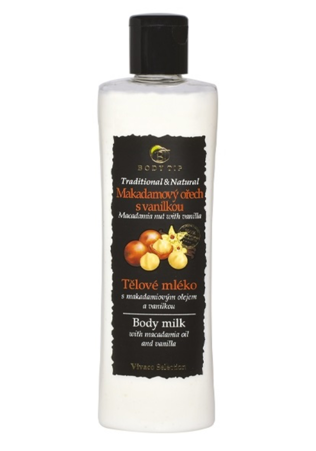 Vivaco Tělové mléko Makadamový ořech s vanilkou BODY TIP 200 ml EXP 12/26 SLEVA DO VYPRODÁNÍ ZÁSOB!